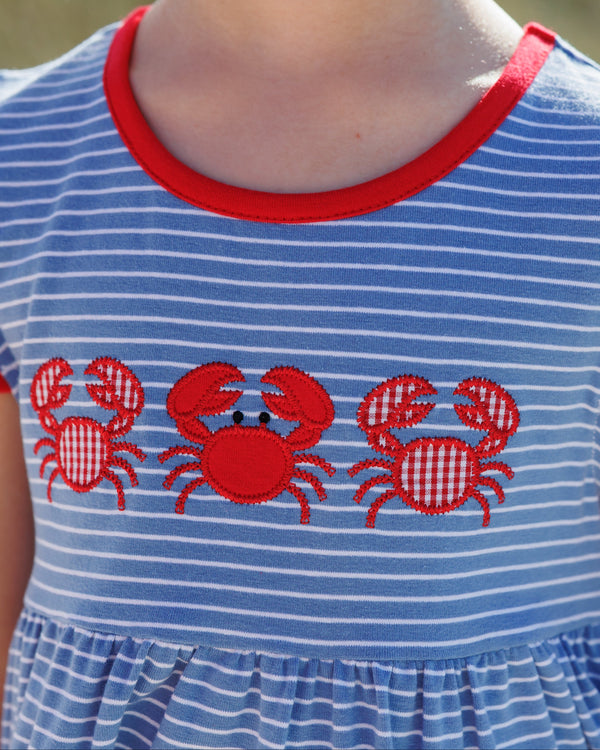 Coastal Crab Ruffle Pocket Dress