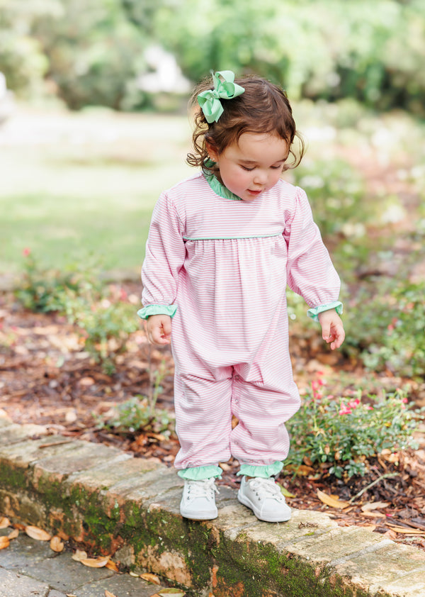 Annie Romper - Light Pink Stripe/Mint