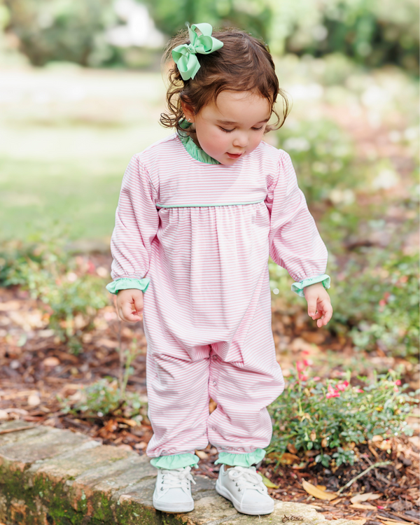 Annie Romper - Light Pink Stripe/Mint