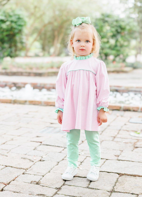 Annie Pant Set - Light Pink Stripe/Mint
