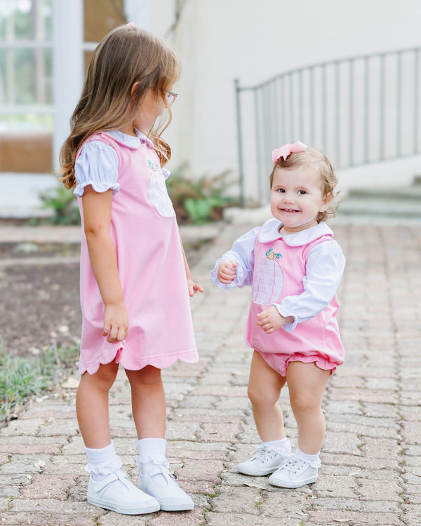Pretty in Pink Pumpkin Bubble with Peter Pan Collar Top