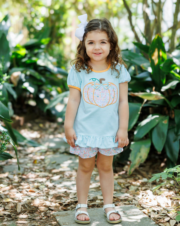 Pumpkin Patch Petals Applique Ruffle Short Set
