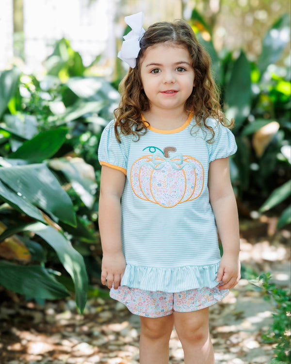 Pumpkin Patch Petals Applique Ruffle Short Set