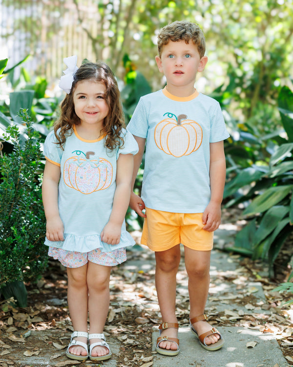 Pumpkin Patch Petals Applique Ruffle Short Set