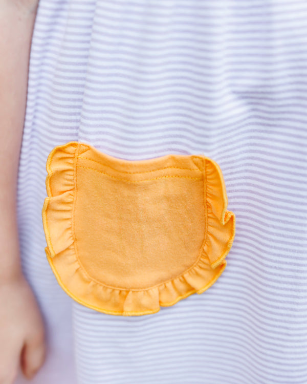 Sweet As Candy Corn Ruffle Pocket Dress