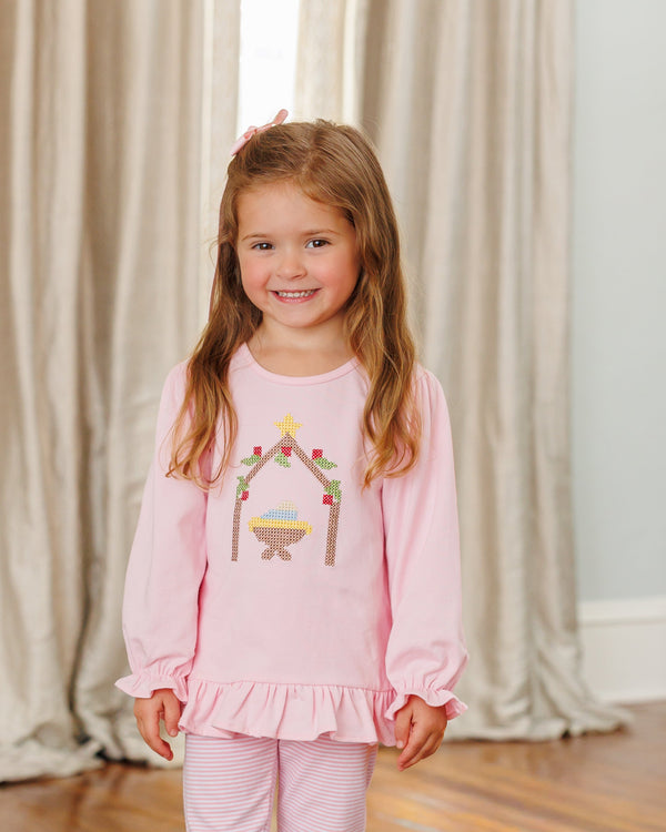 Away In A Manger Ruffle Top