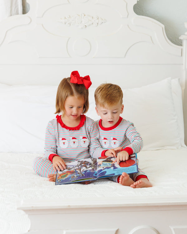 Christmas Candy Stripe Santa Ruffle Set