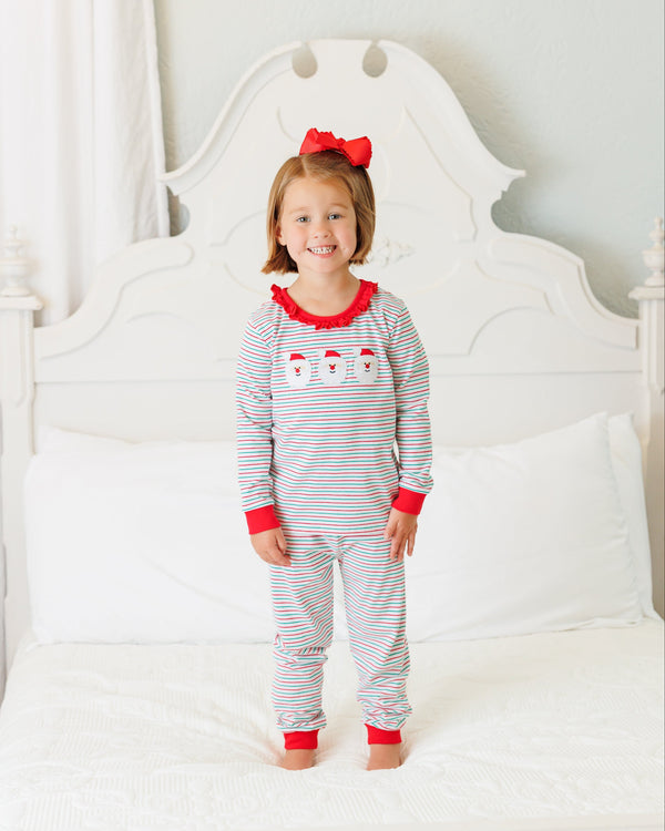 Christmas Candy Stripe Santa Ruffle Set
