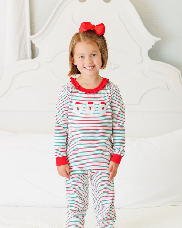 Christmas Candy Stripe Santa Ruffle Set