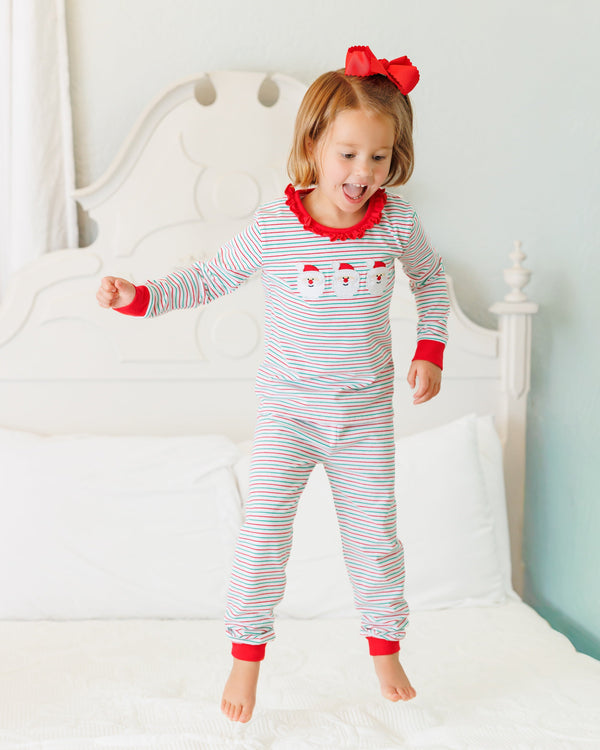 Christmas Candy Stripe Santa Ruffle Set