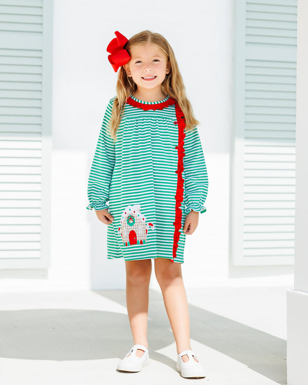 Christmas Cottage Ruffle Dress