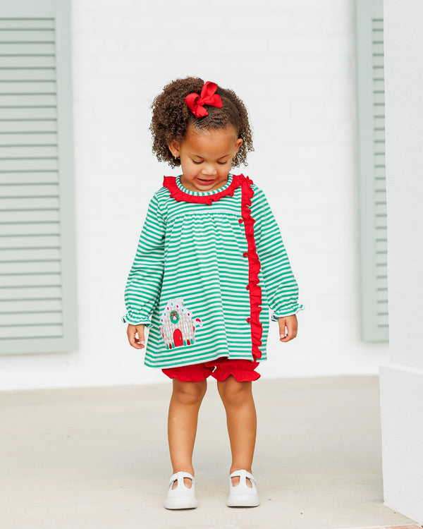Christmas Cottage Ruffle Bloomer Set