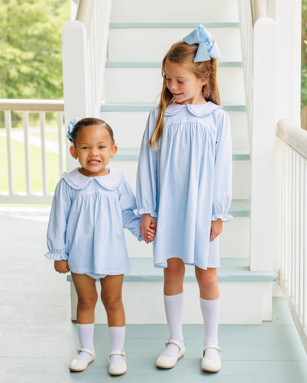 Catherine Diaper Set- Light Blue Windowpane