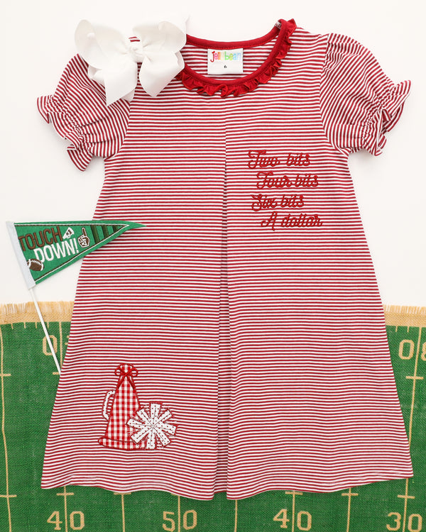 Stand Up and Holler Pleat Dress- Crimson Stripe
