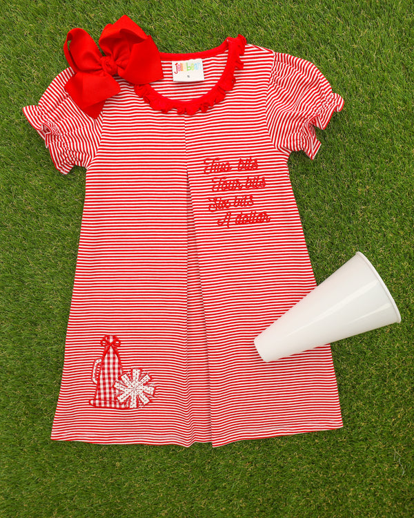 Stand Up and Holler Pleat Dress- Red Stripe