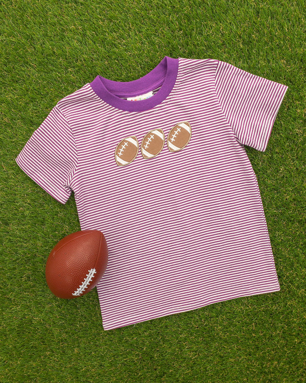 Football Trio Shirt- Purple Stripe