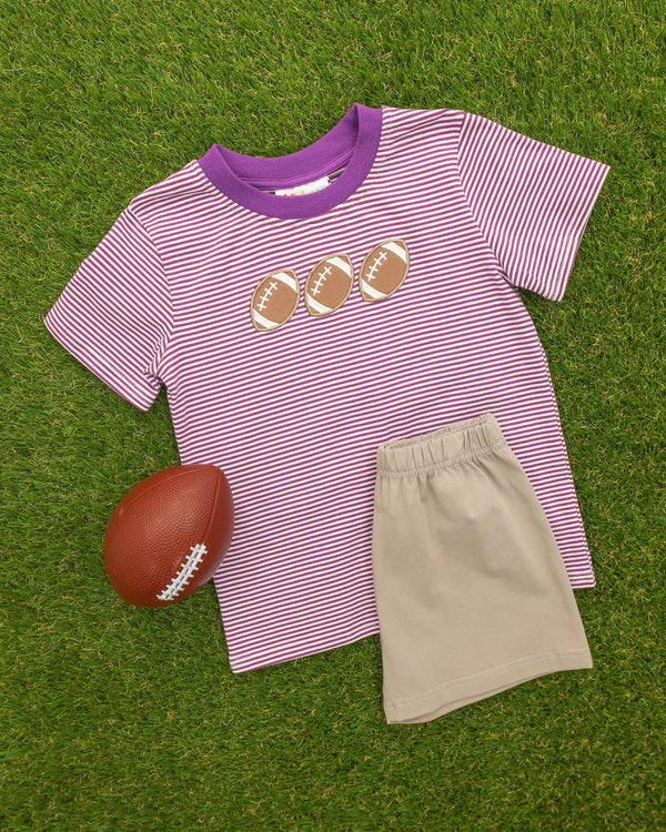 Football Trio Shirt- Purple Stripe
