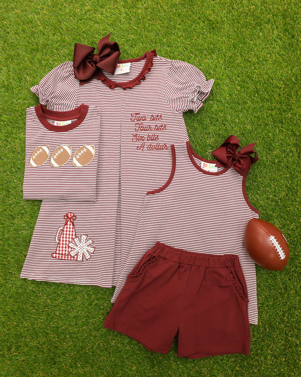 We've Got Spirit Bow Back Short Set- Maroon Stripe