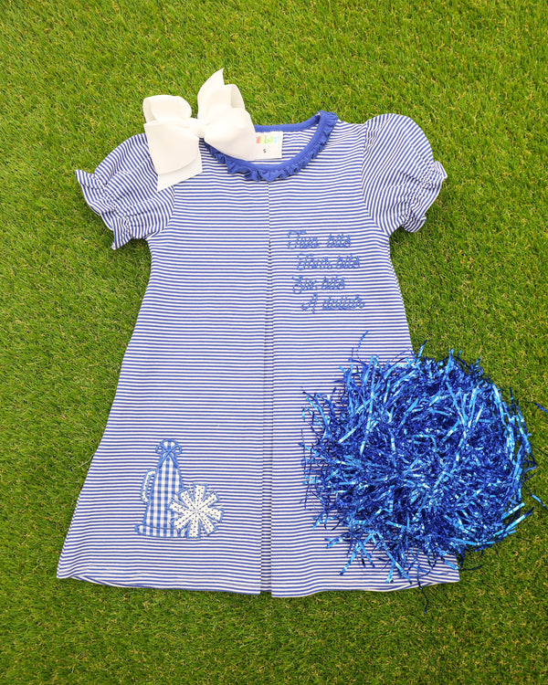 Stand Up and Holler Pleat Dress- Royal Blue Stripe