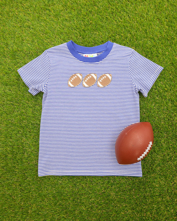 Football Trio Shirt- Royal Blue Stripe