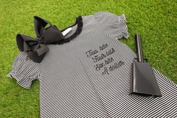 Stand Up and Holler Pleat Dress- Black Stripe