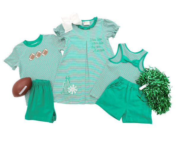 We've Got Spirit Bow Back Short Set- Green Stripe
