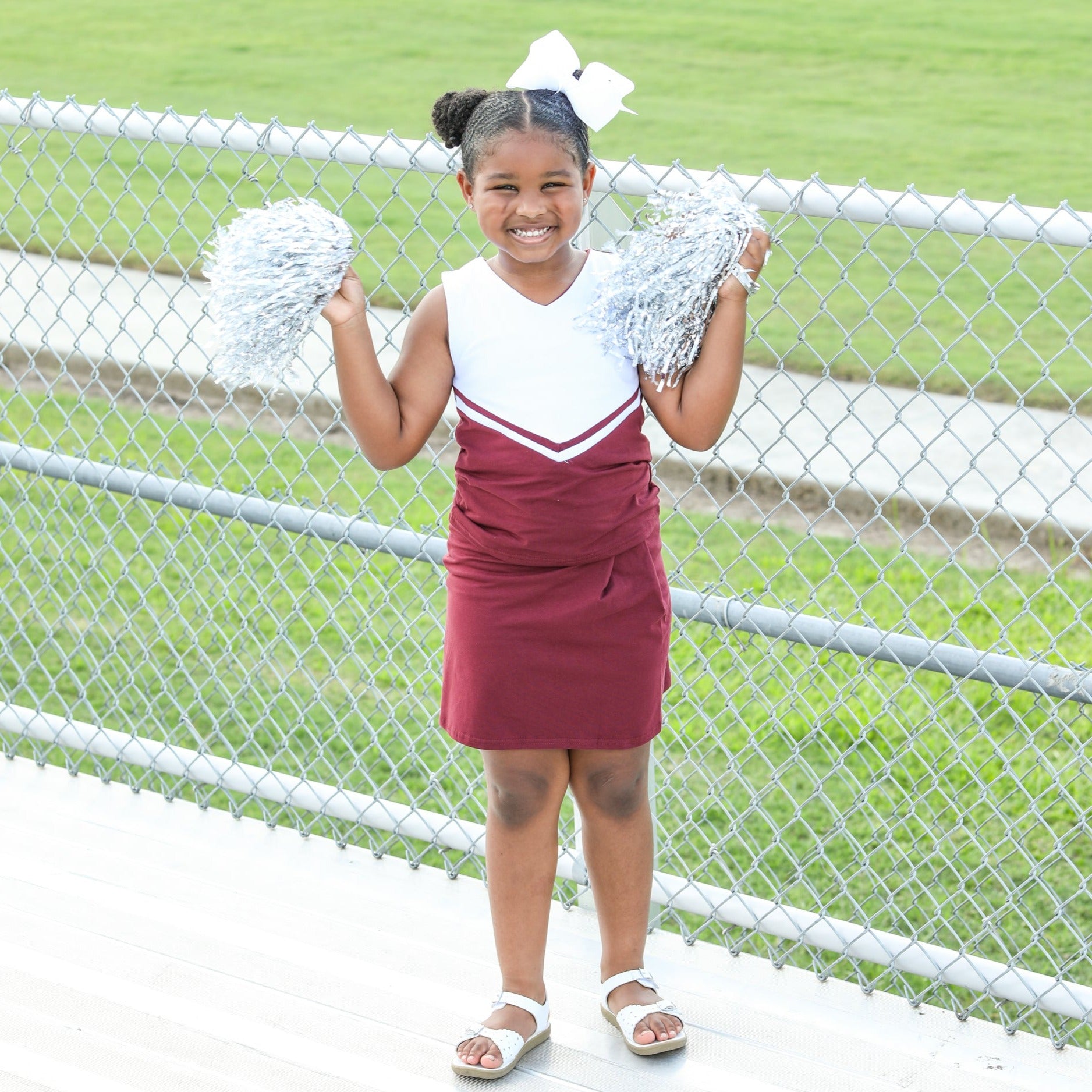 Cheer Uniform Skort Set Maroon White Smock Candy