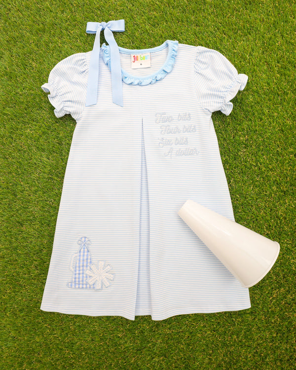 Stand Up and Holler Pleat Dress- Light Blue Stripe