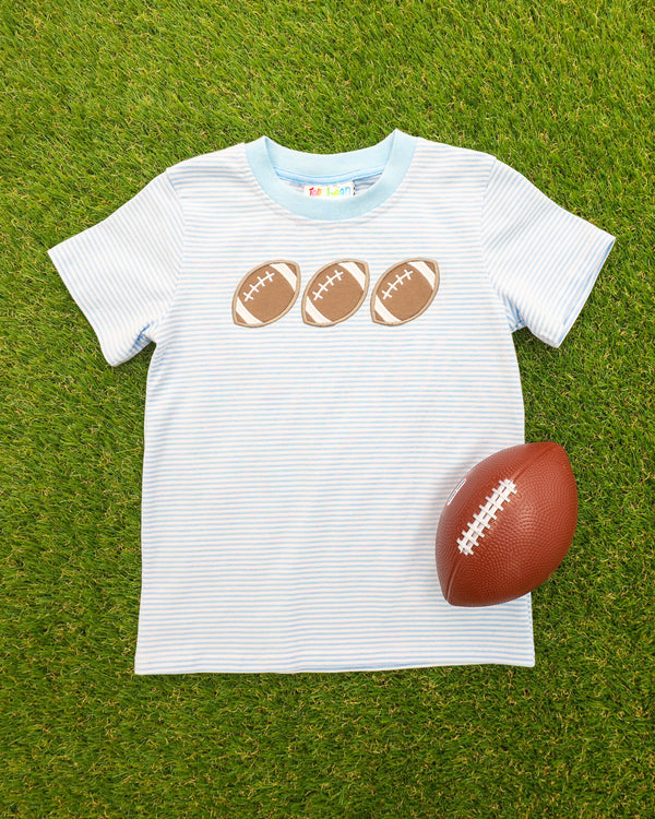 Football Trio Shirt- Light Blue Stripe