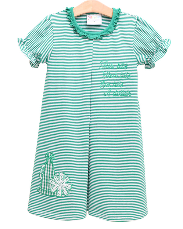 Stand Up and Holler Pleat Dress- Green Stripe