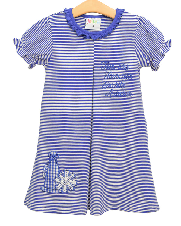 Stand Up and Holler Pleat Dress- Royal Blue Stripe