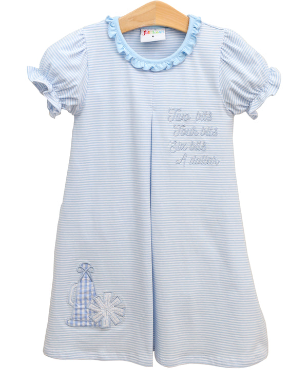 Stand Up and Holler Pleat Dress- Light Blue Stripe