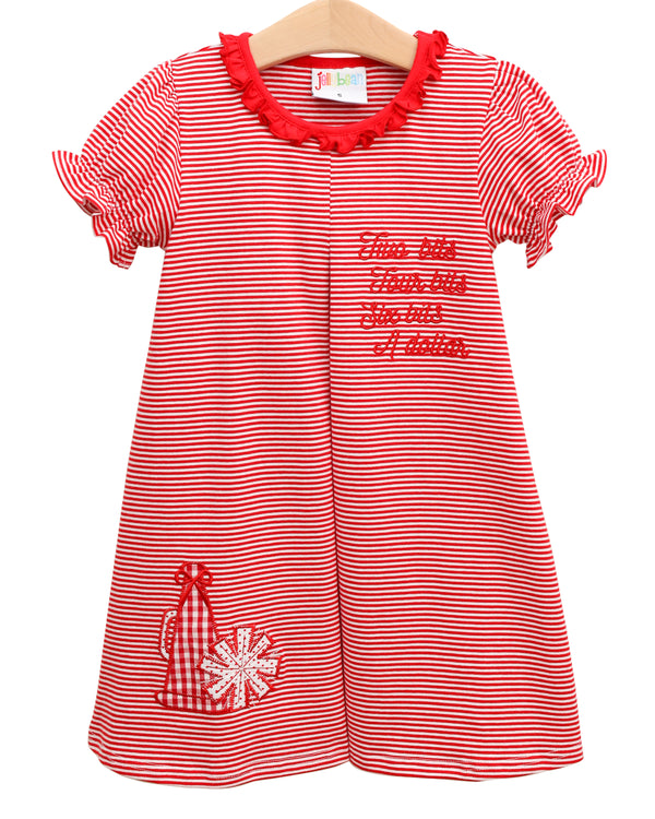 Stand Up and Holler Pleat Dress- Red Stripe