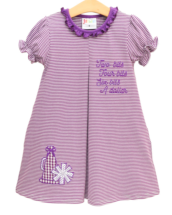 Stand Up and Holler Pleat Dress- Purple Stripe