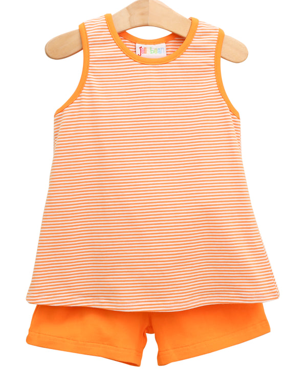 We've Got Spirit Bow Back Short Set- Orange Stripe
