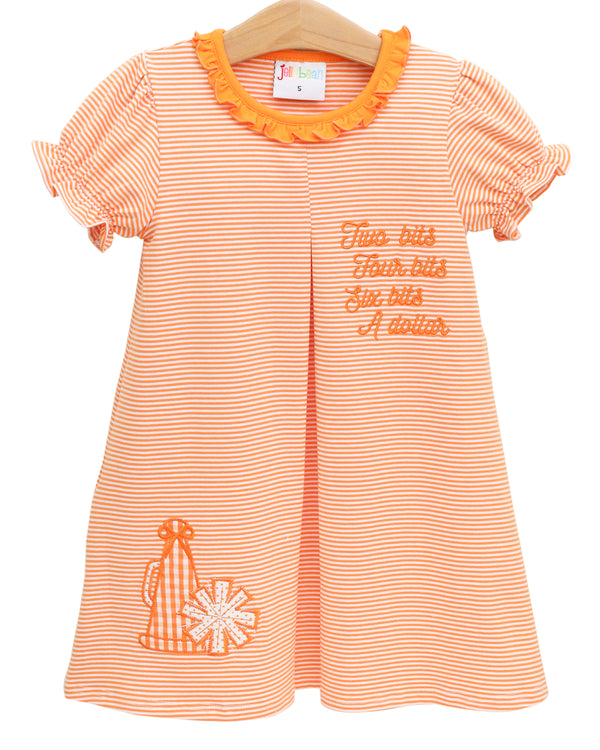 Stand Up and Holler Pleat Dress- Orange Stripe