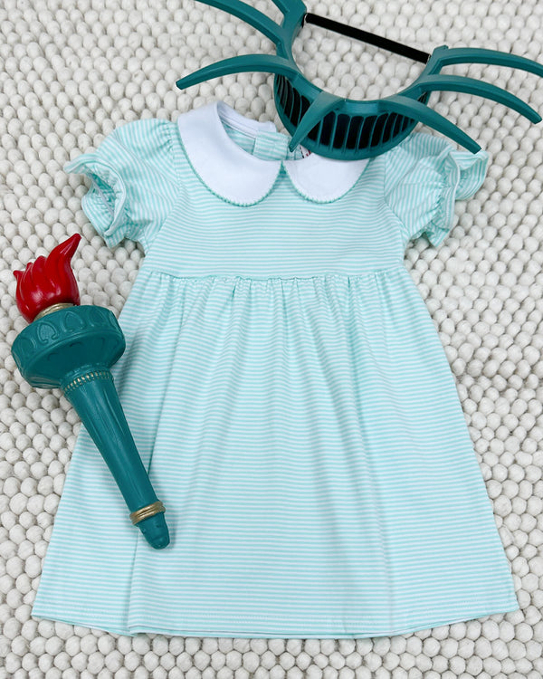 Charlotte Dress- Mint Stripe
