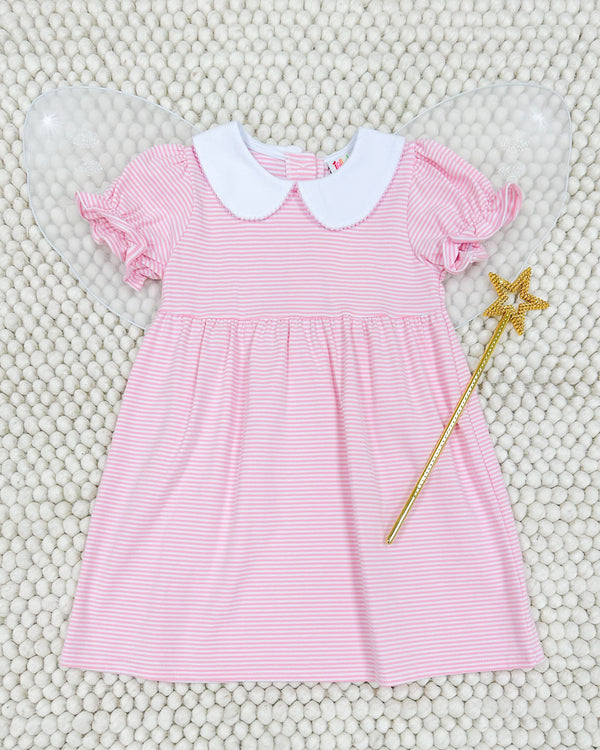 Charlotte Dress- Light Pink Stripe