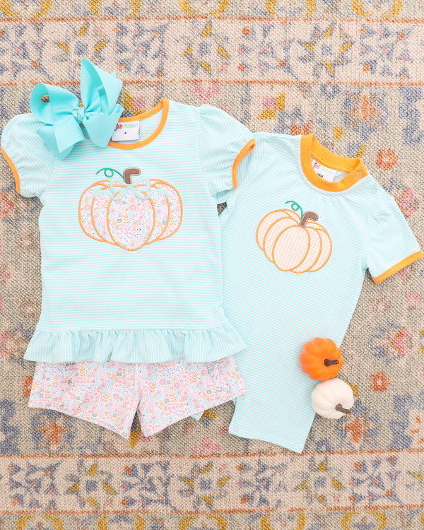 Pumpkin Patch Petals Applique Ruffle Short Set