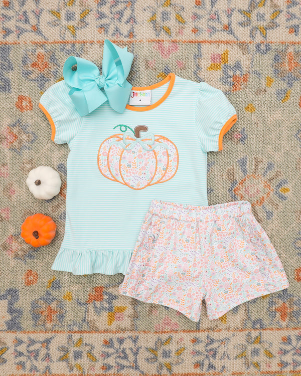 Pumpkin Patch Petals Applique Ruffle Short Set