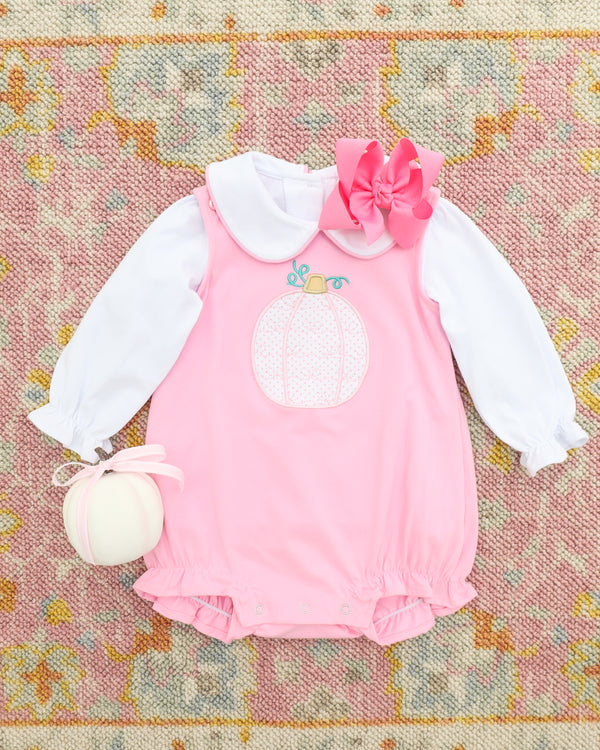Pretty in Pink Pumpkin Bubble with Peter Pan Collar Top