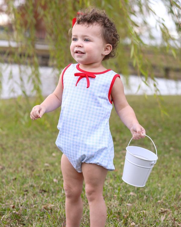 Blue Gingham/Red Bow Bubble