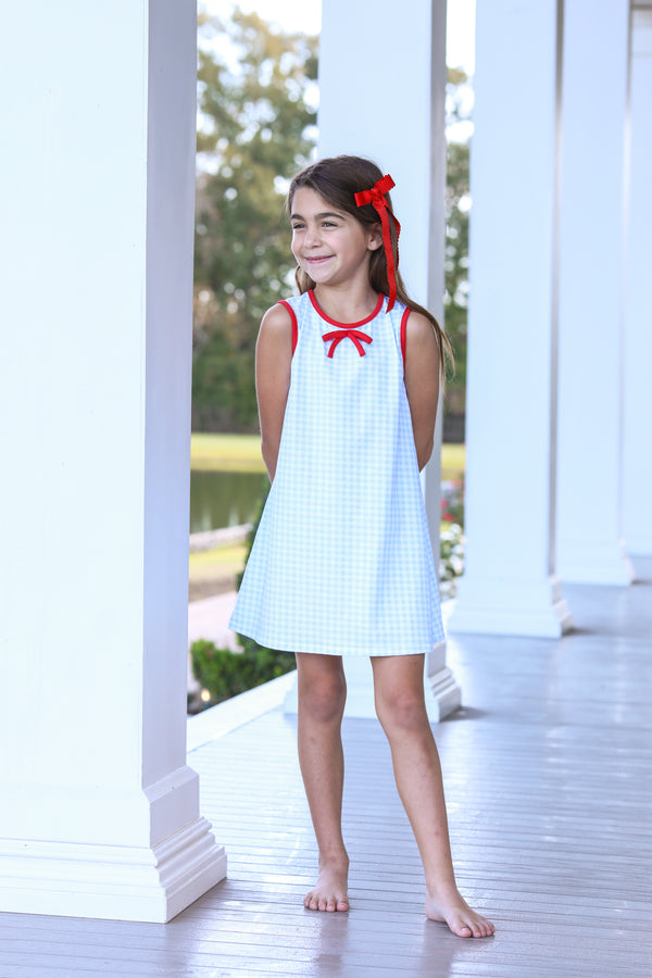 Blue Gingham/Red Bow Dress