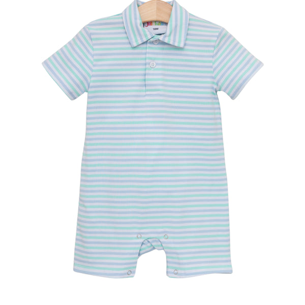 Michael Polo Romper- Seaside Stripe
