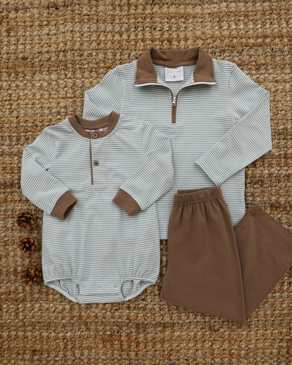 Nathan Bubble- Dusty Sage Stripe/Light Brown