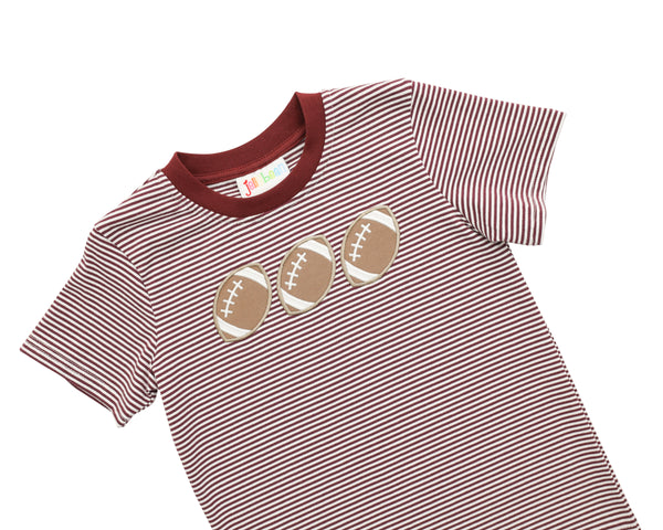 Football Trio Shirt- Maroon Stripe