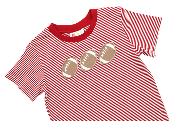 Football Trio Shirt- Crimson Stripe