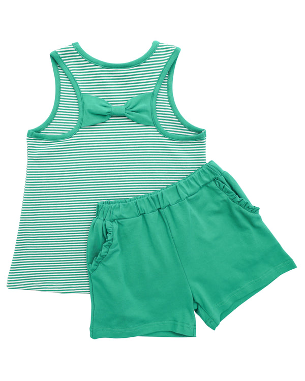 We've Got Spirit Bow Back Short Set- Green Stripe