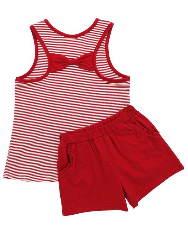 We've Got Spirit Bow Back Short Set- Crimson Stripe