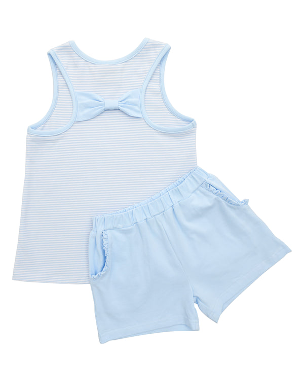 We've Got Spirit Bow Back Short Set- Light Blue Stripe